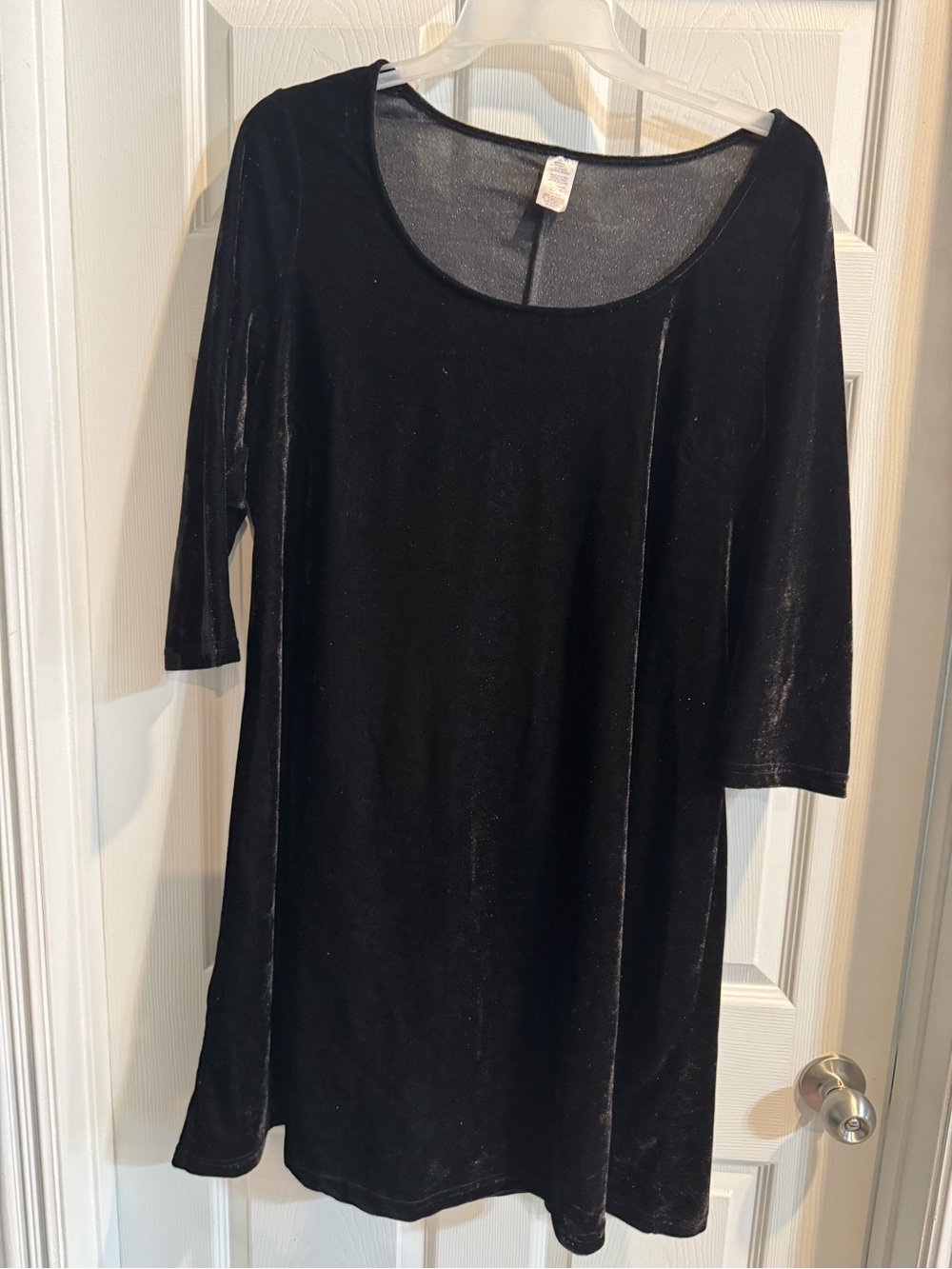 Black Velvet Scoop Neck Tunic Dress